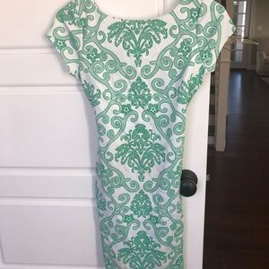 Arden B patterned emerald and white dress